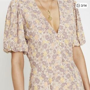 Faithfull the Brand Floral Midi Dress in Yellow and Cream